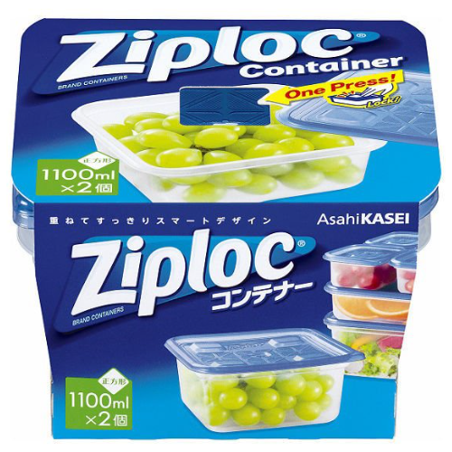 Ziploc 지퍼락 컨테이너 사각형 1100ml 2개