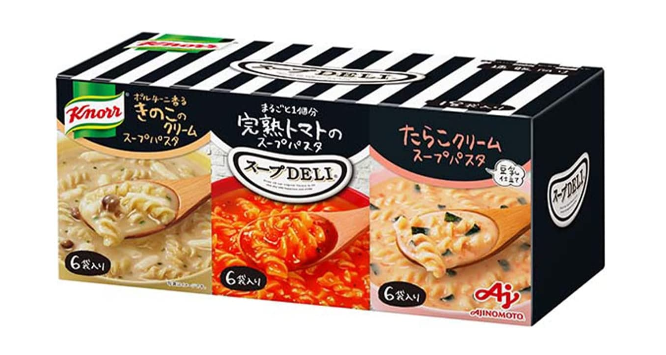 아지노모토 쿠놀 수프 DELI 버라이어티 박스 토마토 / 버섯 / 타라코 맛 18봉지