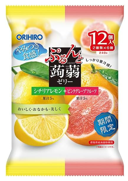 오리히로 곤약젤리 파우치 레몬 핑크자몽 12개입